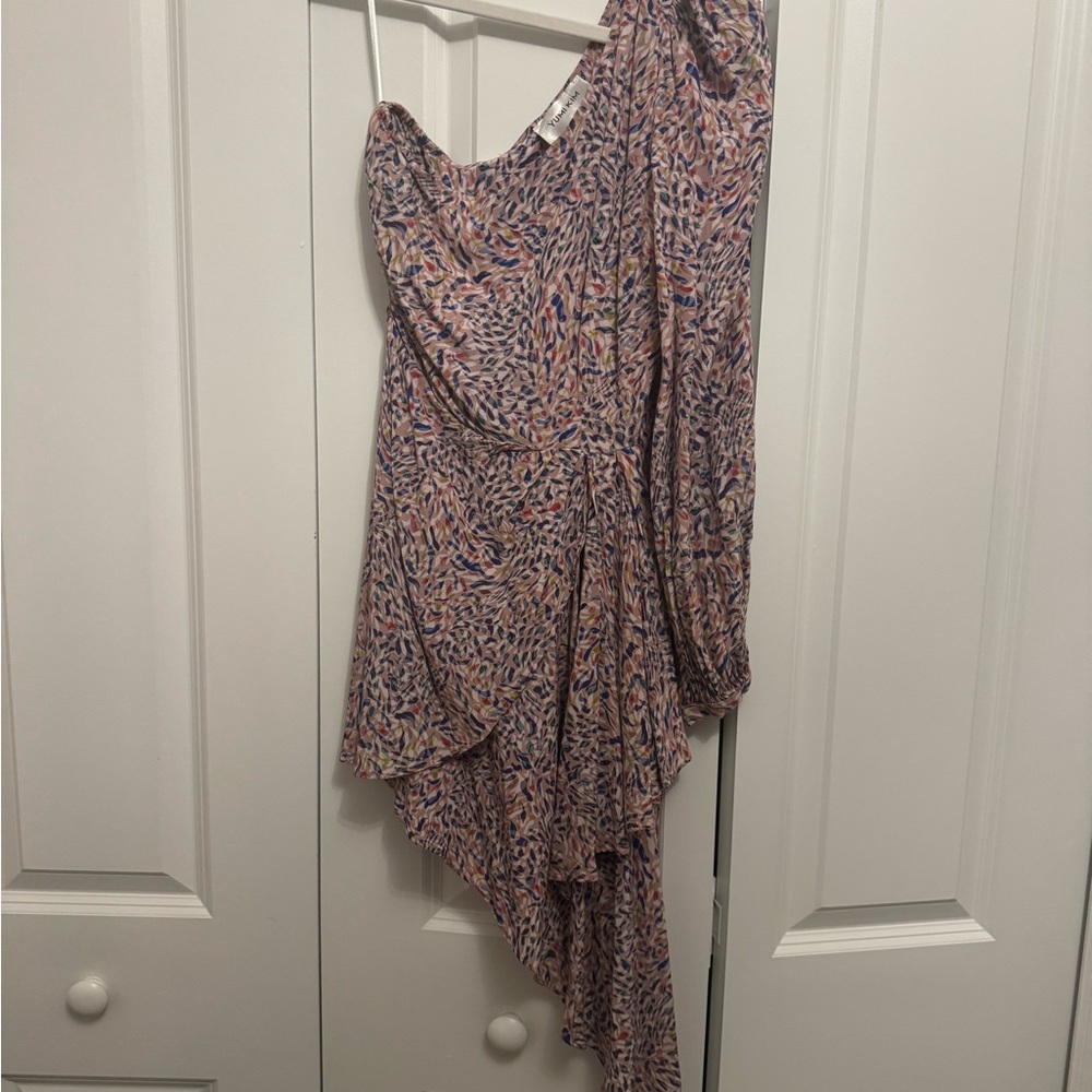 Yumi Kim One-Shoulder Floral Print Dress in Pink and Blue - Picture 5 of 5